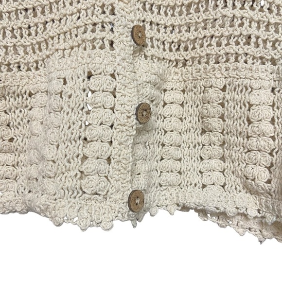 Rebellion Again Vintage Crochet Knit Boho Button-Front Cardigan Size S Cropped - Picture 9 of 15